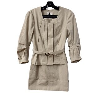Anthropologie Tracy Reese Beige Two-Piece Skirt Suit with Belt